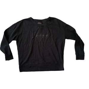 Victoria’s Secret size medium black crew neck sweatshirt pullover logo shiny